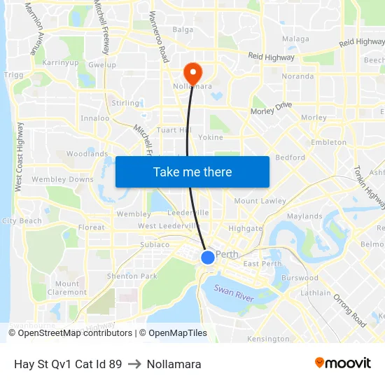 Hay St Qv1 Cat Id 89 to Nollamara map