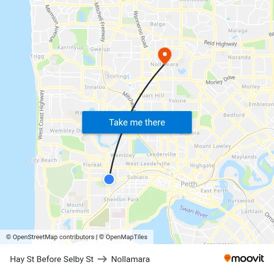 Hay St Before Selby St to Nollamara map
