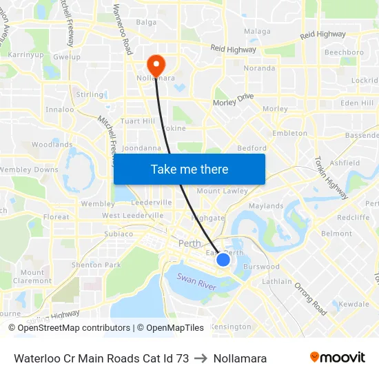 Waterloo Cr Main Roads Cat Id 73 to Nollamara map