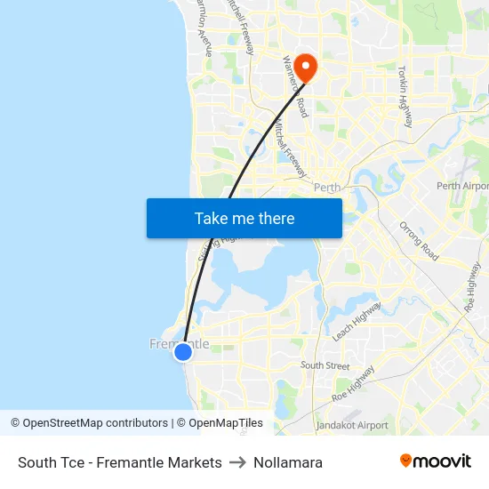 South Tce - Fremantle Markets to Nollamara map
