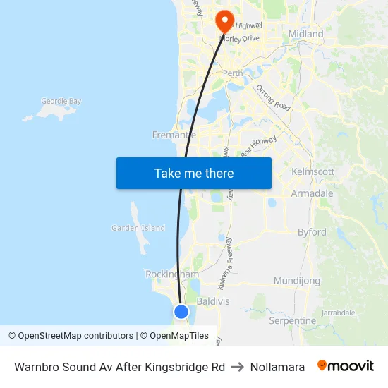Warnbro Sound Av After Kingsbridge Rd to Nollamara map
