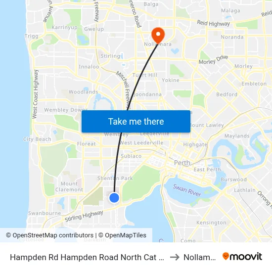 Hampden Rd Hampden Road North Cat Id 130 to Nollamara map