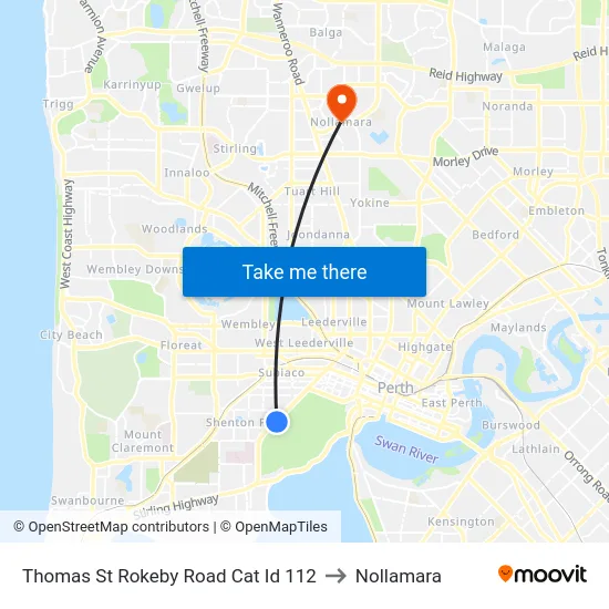 Thomas St Rokeby Road Cat Id 112 to Nollamara map