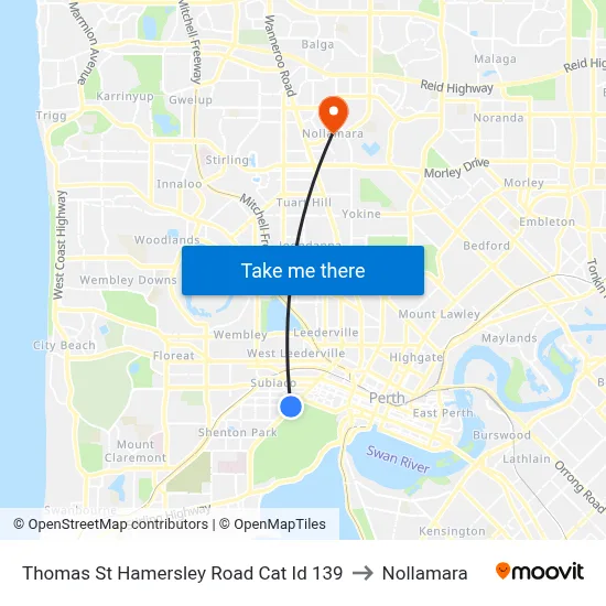 Thomas St Hamersley Road Cat Id 139 to Nollamara map