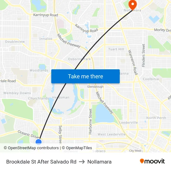 Brookdale St After Salvado Rd to Nollamara map