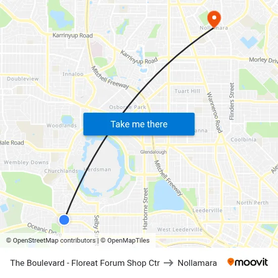 The Boulevard  - Floreat Forum Shop Ctr to Nollamara map