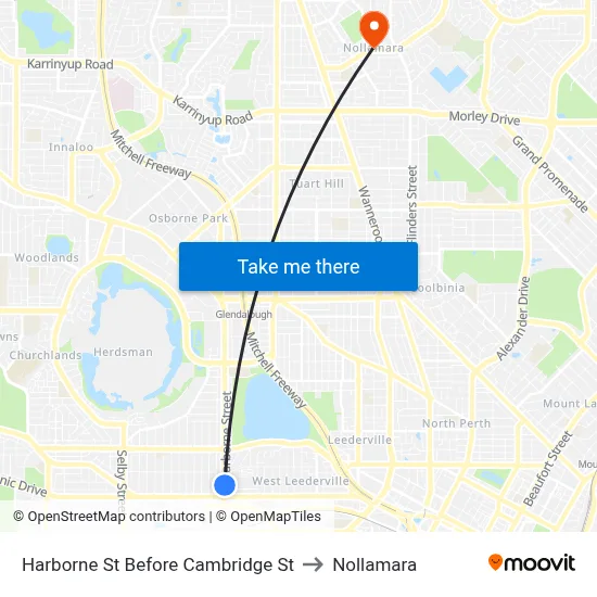 Harborne St Before Cambridge St to Nollamara map