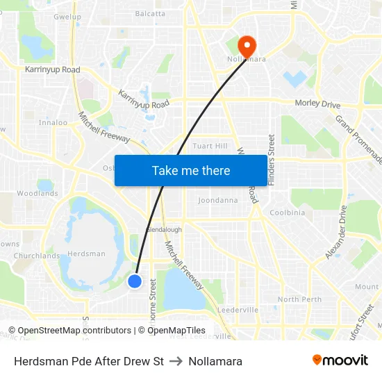 Herdsman Pde After Drew St to Nollamara map