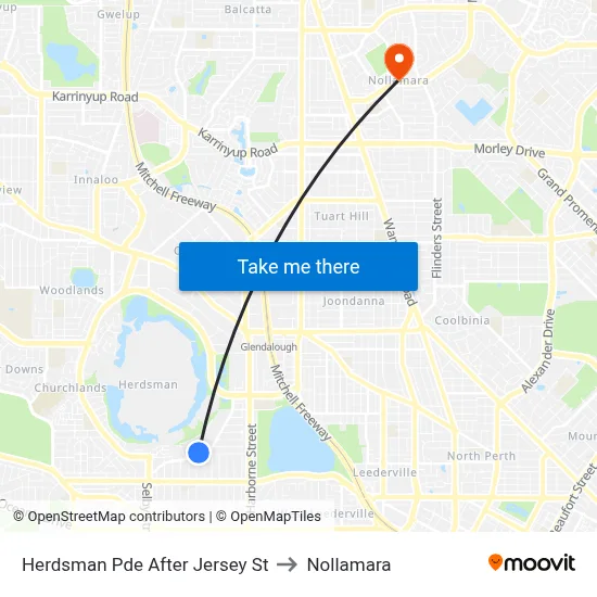 Herdsman Pde After Jersey St to Nollamara map