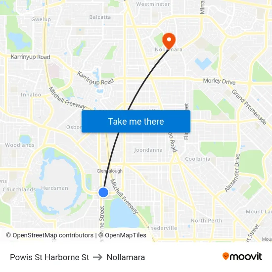 Powis St Harborne St to Nollamara map