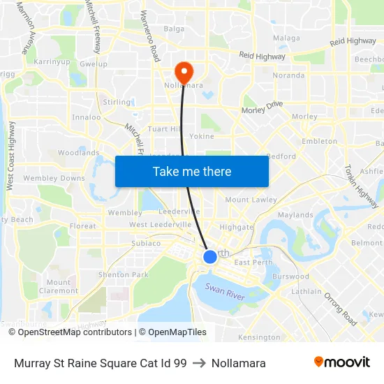 Murray St Raine Square Cat Id 99 to Nollamara map