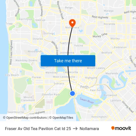 Fraser Av Old Tea Pavilion Cat Id 25 to Nollamara map