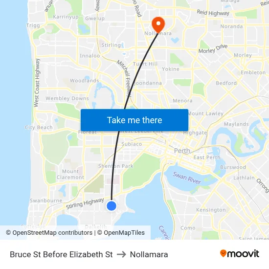 Bruce St Before Elizabeth St to Nollamara map