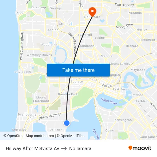 Hillway   After Melvista Av to Nollamara map