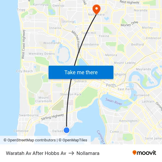 Waratah Av After Hobbs Av to Nollamara map