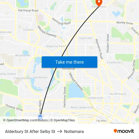 Alderbury St After Selby St to Nollamara map