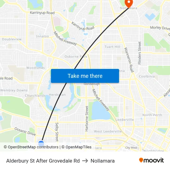 Alderbury St After Grovedale Rd to Nollamara map