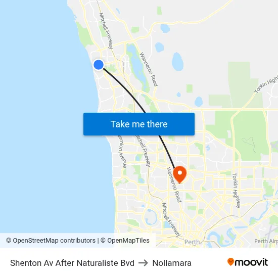 Shenton Av After Naturaliste Bvd to Nollamara map