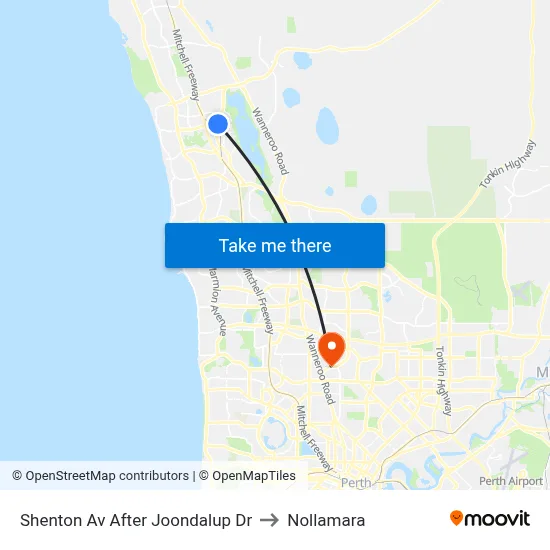 Shenton Av After Joondalup Dr to Nollamara map