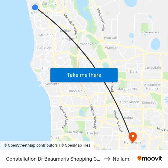 Constellation Dr Beaumaris Shopping Centre to Nollamara map