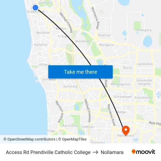 Access Rd Prendiville Catholic College to Nollamara map