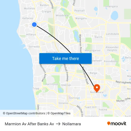 Marmion Av After Banks Av to Nollamara map