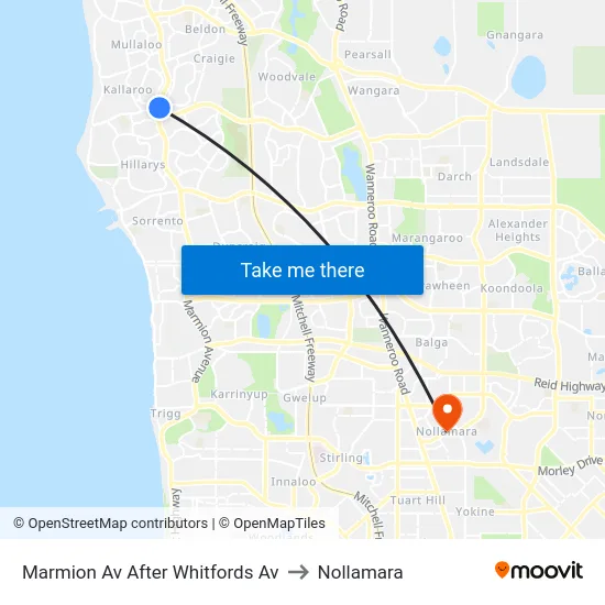 Marmion Av After Whitfords Av to Nollamara map