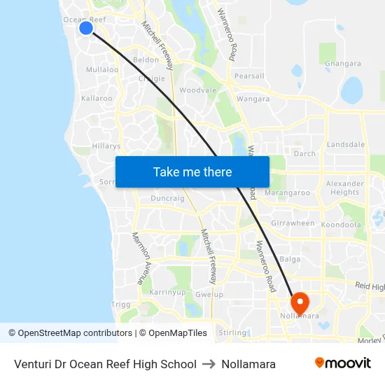 Venturi Dr Ocean Reef High School to Nollamara map