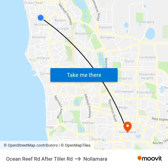 Ocean Reef Rd After Tiller Rd to Nollamara map
