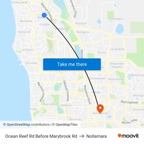 Ocean Reef Rd Before Marybrook Rd to Nollamara map