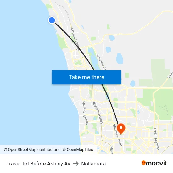 Fraser Rd Before Ashley Av to Nollamara map