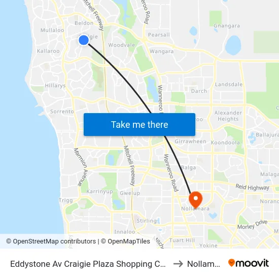 Eddystone Av Craigie Plaza Shopping Centre to Nollamara map