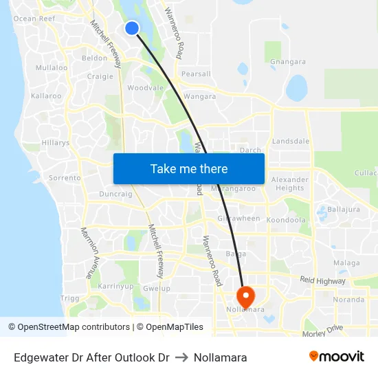 Edgewater Dr After Outlook Dr to Nollamara map