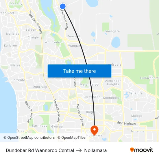 Dundebar Rd Wanneroo Central to Nollamara map
