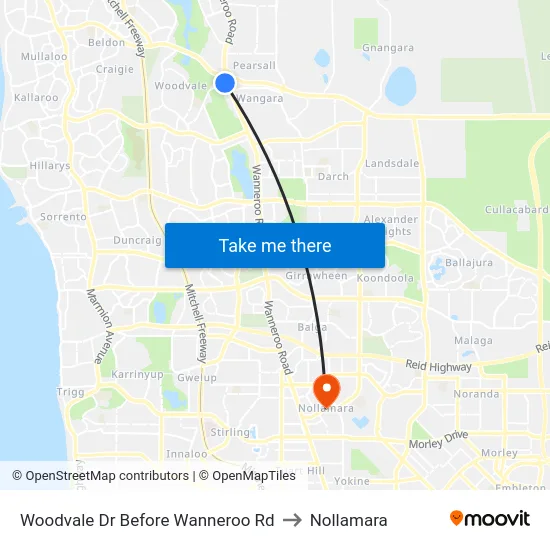 Woodvale Dr Before Wanneroo Rd to Nollamara map
