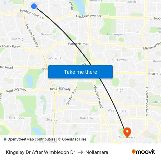 Kingsley Dr After Wimbledon Dr to Nollamara map