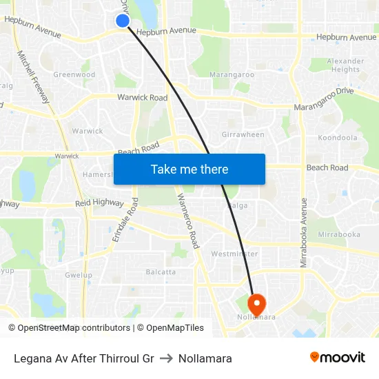 Legana Av After Thirroul Gr to Nollamara map