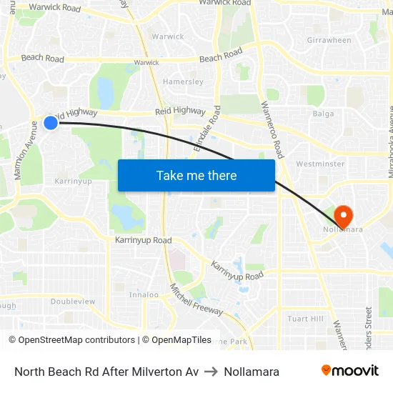 North Beach Rd After Milverton Av to Nollamara map