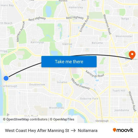 West Coast Hwy After Manning St to Nollamara map