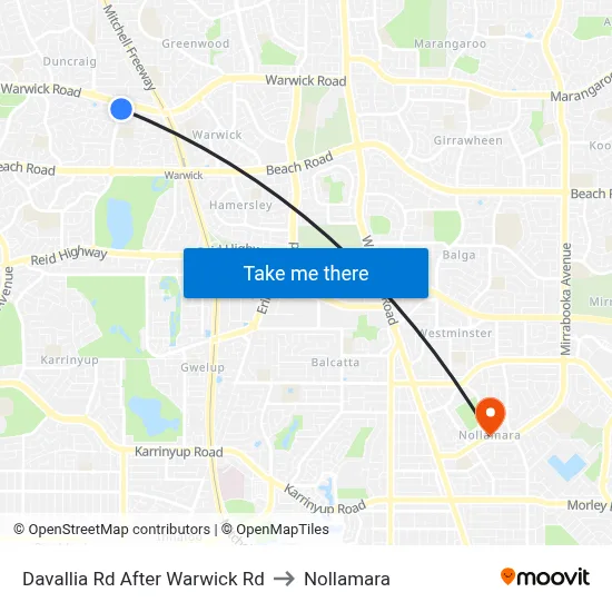 Davallia Rd After Warwick Rd to Nollamara map