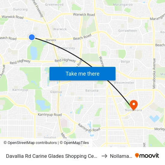 Davallia Rd Carine Glades Shopping Centre to Nollamara map