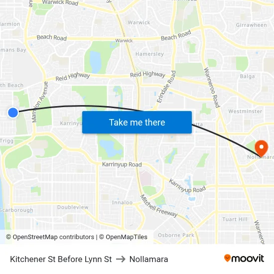 Kitchener St Before Lynn St to Nollamara map