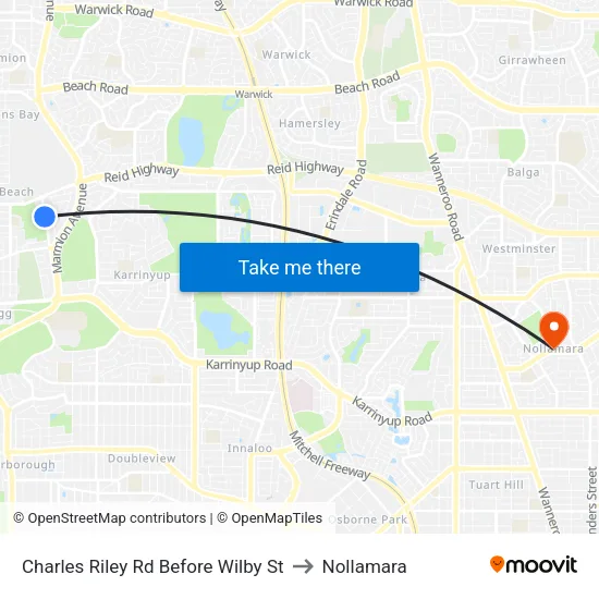 Charles Riley Rd Before Wilby St to Nollamara map