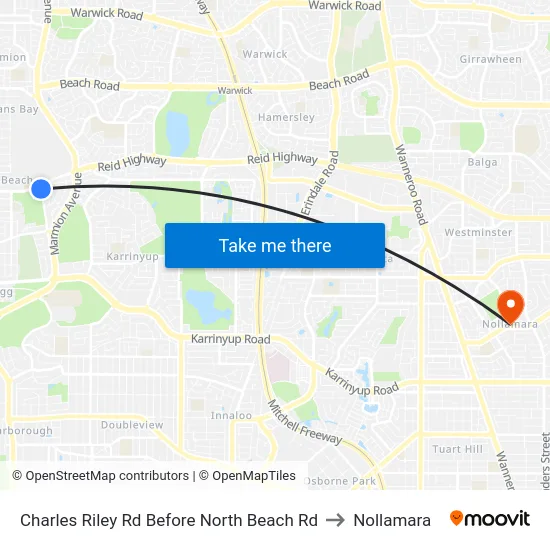 Charles Riley Rd Before North Beach Rd to Nollamara map