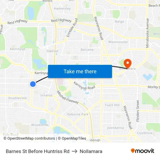 Barnes St Before Huntriss Rd to Nollamara map