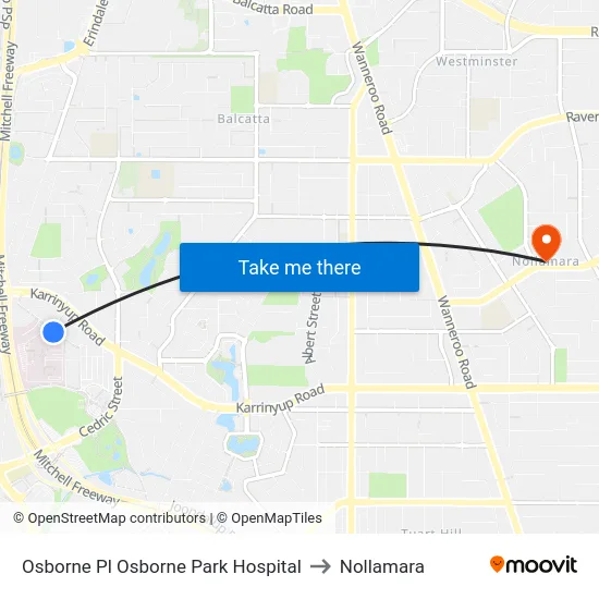 Osborne Pl Osborne Park Hospital to Nollamara map