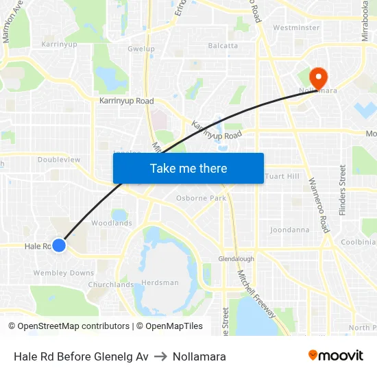 Hale Rd Before Glenelg Av to Nollamara map