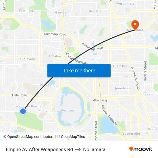 Empire Av After Weaponess Rd to Nollamara map