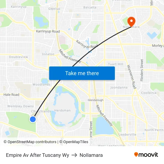 Empire Av After Tuscany Wy to Nollamara map