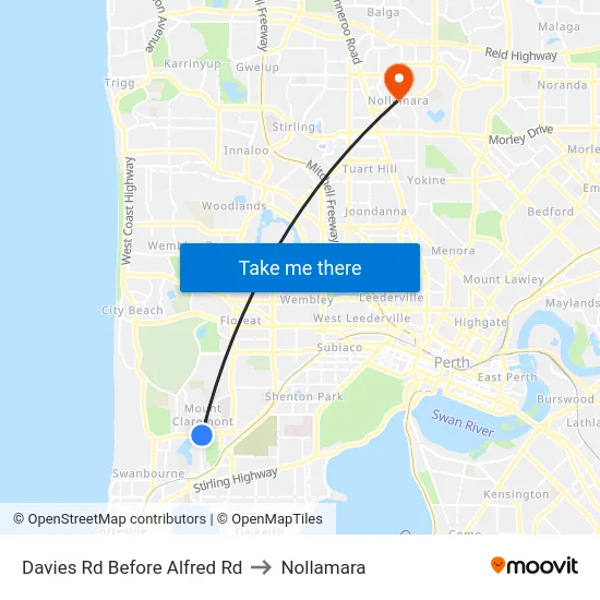 Davies Rd Before Alfred Rd to Nollamara map
